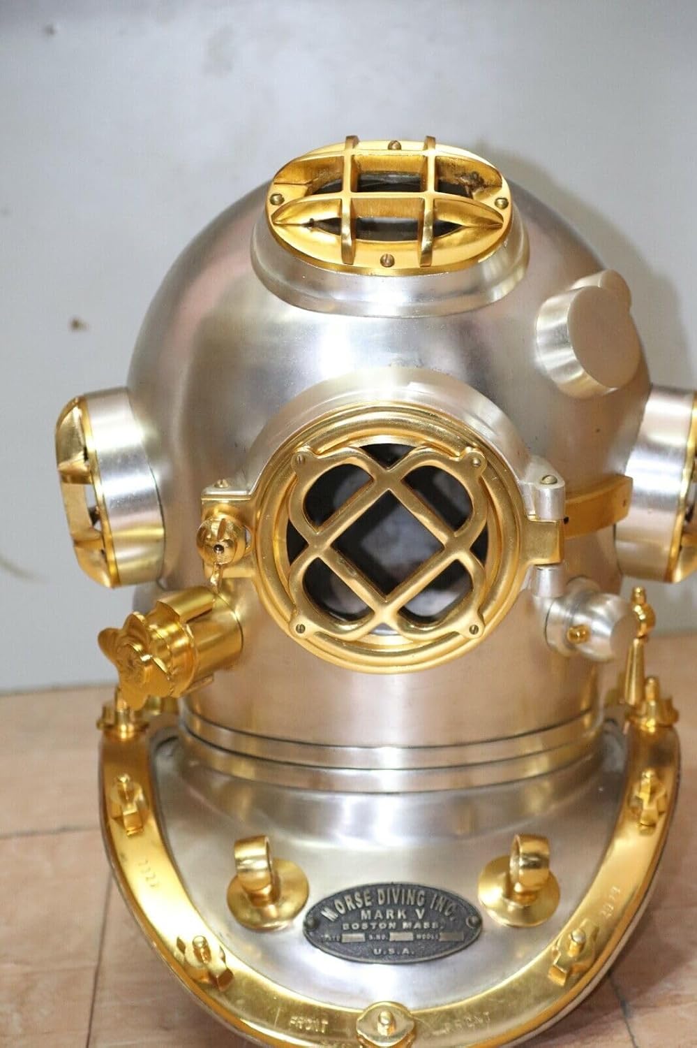 Generic Marine Nautical Diving Helmet US Navy Mark V Deep Sea Boston Divers Heavy Helmet, As shown in image