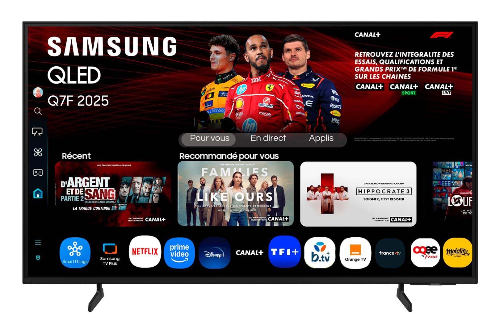 Samsung TV AI 43 Pouces QLED Q7FA 2025 4K Smart TV, Quantum Dots, Processeur Q4 AI Gen1, WiFi, Airplay, HDR, Q-​Symphony, OTS Lite, Gaming Hub, Bixby, Application opérateurs intégrées