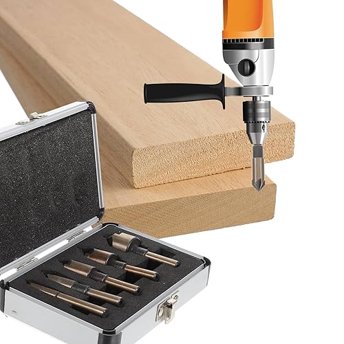 Miniatura 9 de Countersink Drill Bit Set with Mill Cutter Bits for Woodworking and High-Speed Steel Construction with Oxidized Gold Finish Precision Ground for