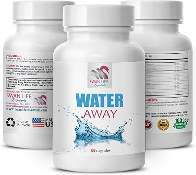 Water supplement - WATER AWAY - Fluid balance, Herbal blend, Diuretic support, Natural water balance, Herbal water support, Herbal balance support, Water management supplement 1 Bottle 60 Capsules
