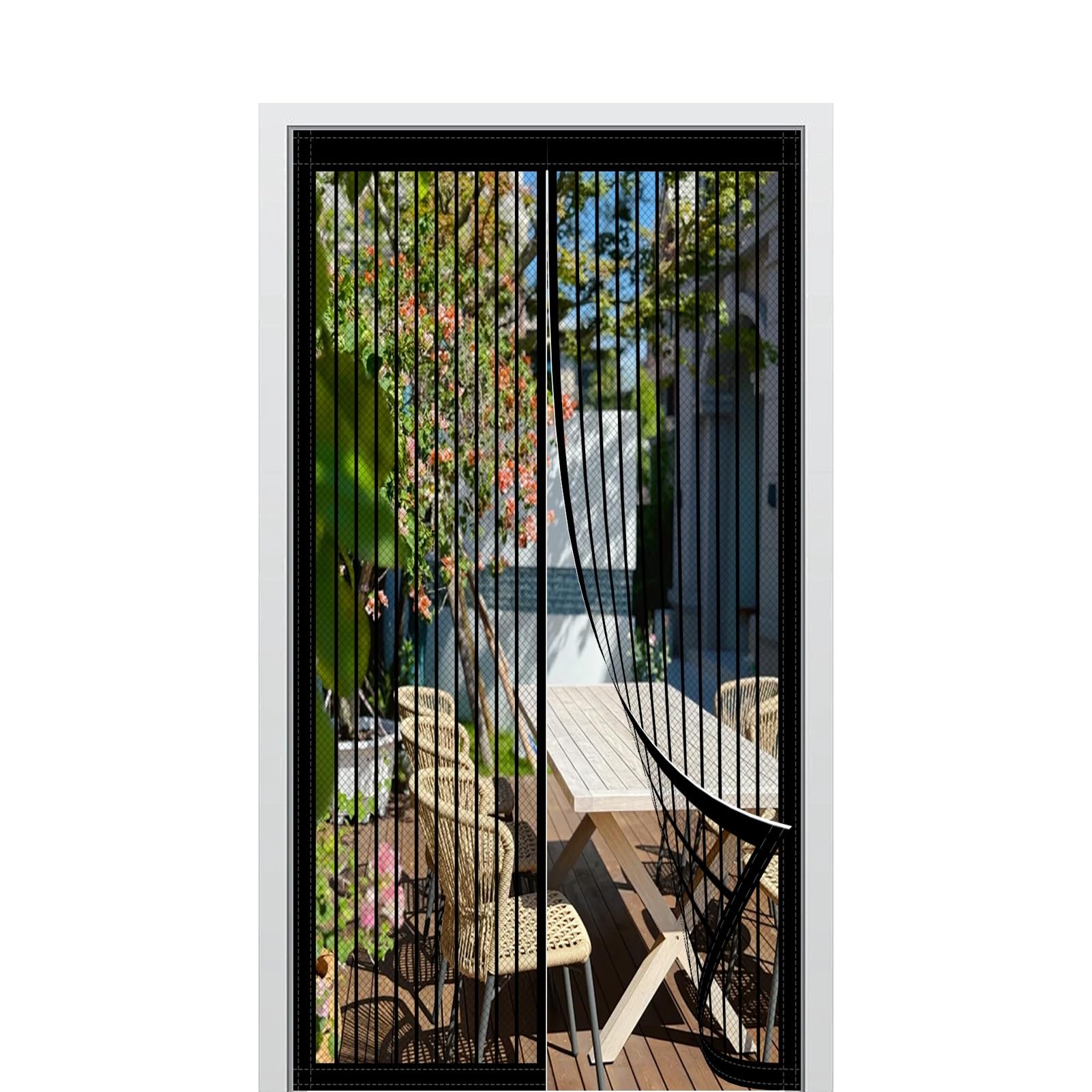 Zanzariere Magnetiche per Porte Finestre 181 x 294 cm Anti Insetti Traspirante Tenda Magnetica Zanzariera Porta Nessun Attrezzo Richiesto Adatto a Bambini e Animali Domestici, Nero