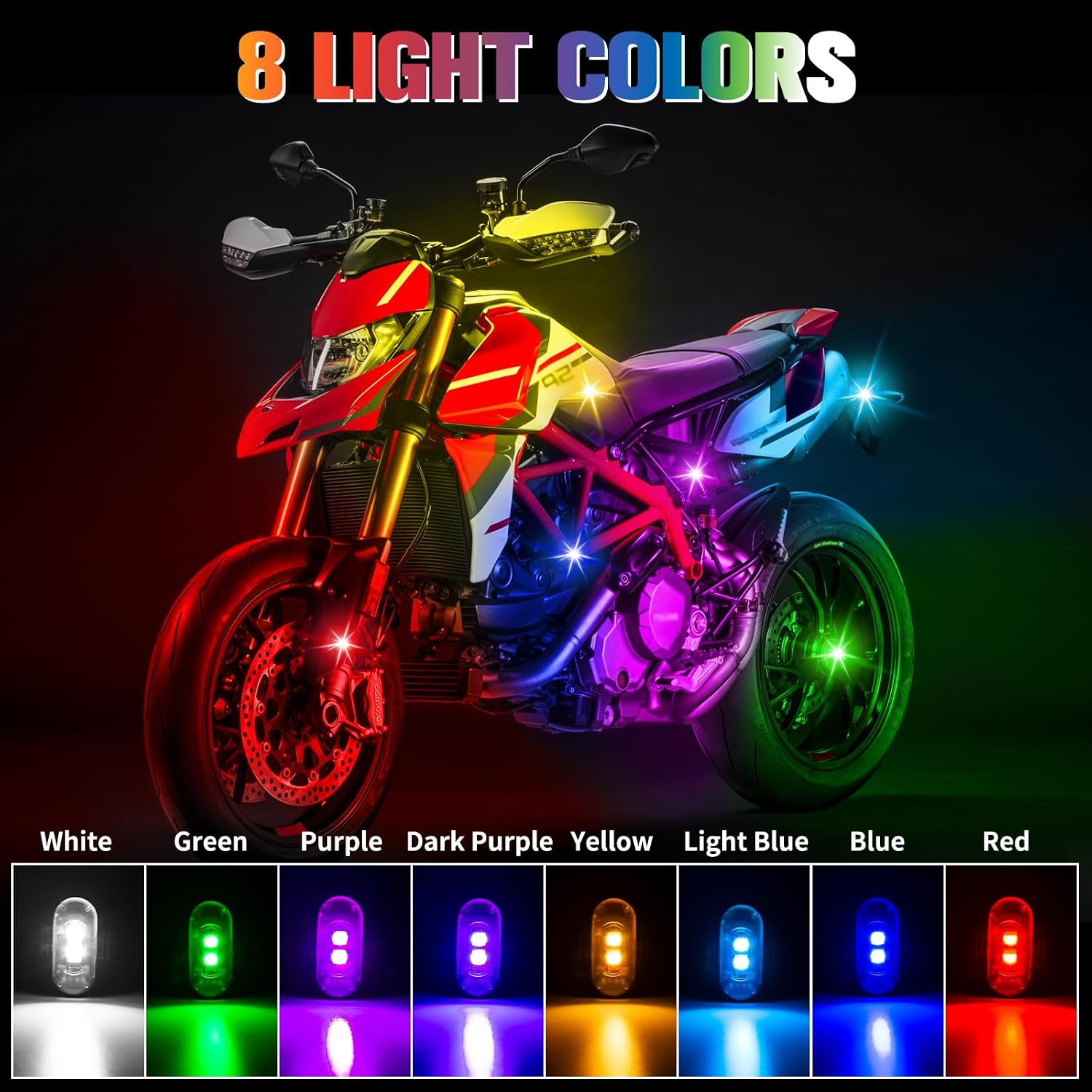 6Pcs Wireless Led Strobe Lights with Remote Control, High Brightness 7 Colors USB Rechargeable Flashing Lights, Anti-Collision Lights for Car Motorcycle Drone Bike RC Truck image 2