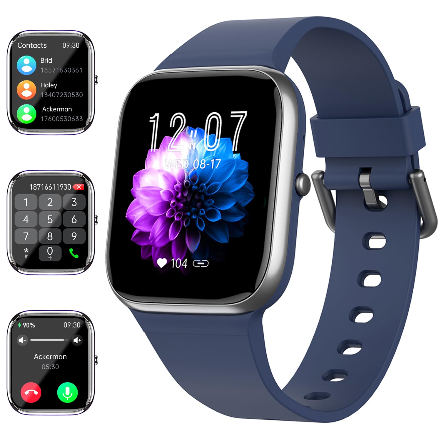 Smartwatch Uomo Donna, 1.83'' Orologio Smartwatch con Chiamata Bluetooth,Pressione Sanguigna/Cardiofrequenzimetro/Sonno,Contapassi,120+ Modalità Sportive, Impermeabile IP68 Smart Watch per Android&iOS
