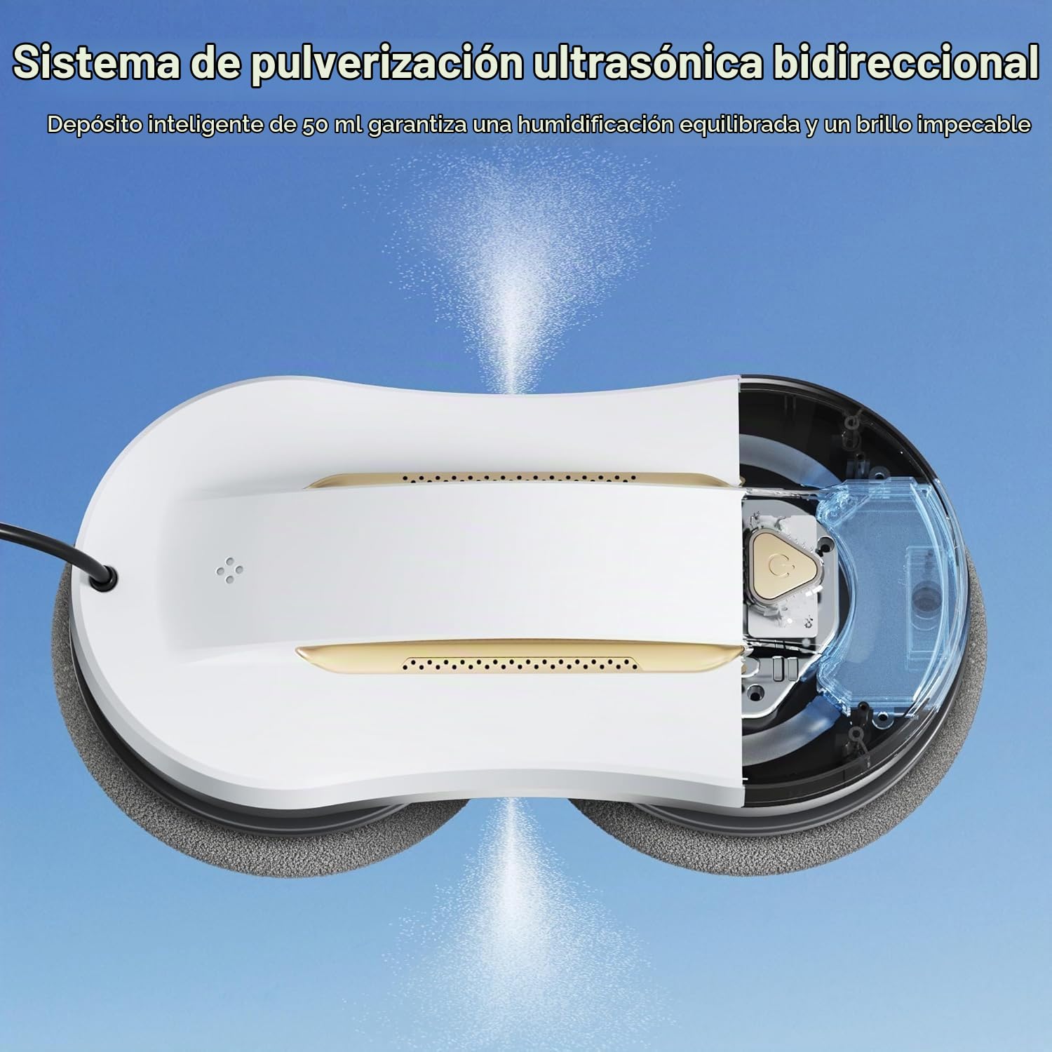 Robot limpiacristales con doble pulverización – Limpiador automático de vidrio con control remoto, limpia cristales eléctrico ventanas para interior y exterior, edificios altos, dorado, 10 paños