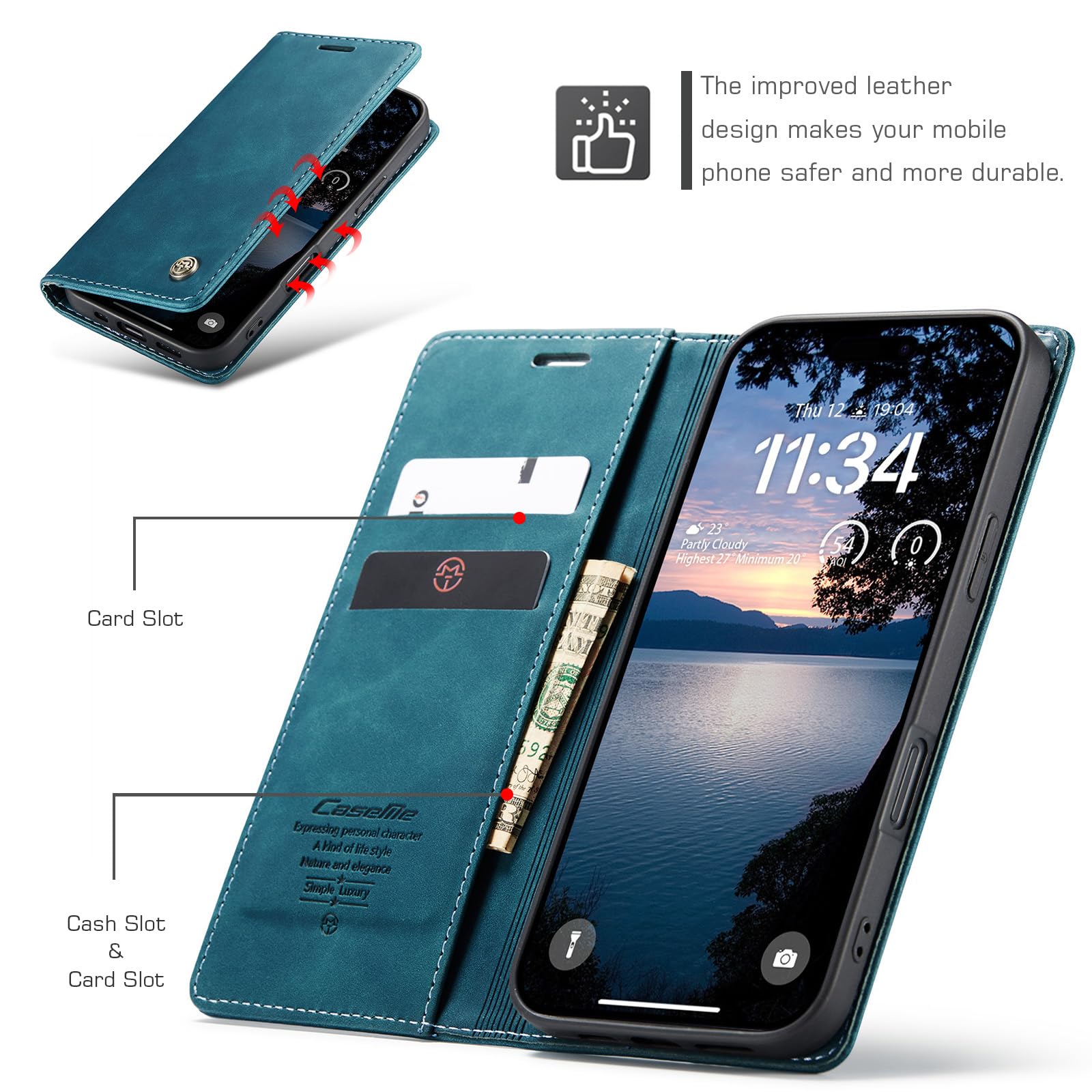 Etui do iPhone 17 Pro z podpórka, skórzane etui z klapką i portfelem z uchwytem na karty, magnetyczne zamknięcie, odporne na wstrząsy, ochronne etui na telefon iPhone 17 Pro, Zielony