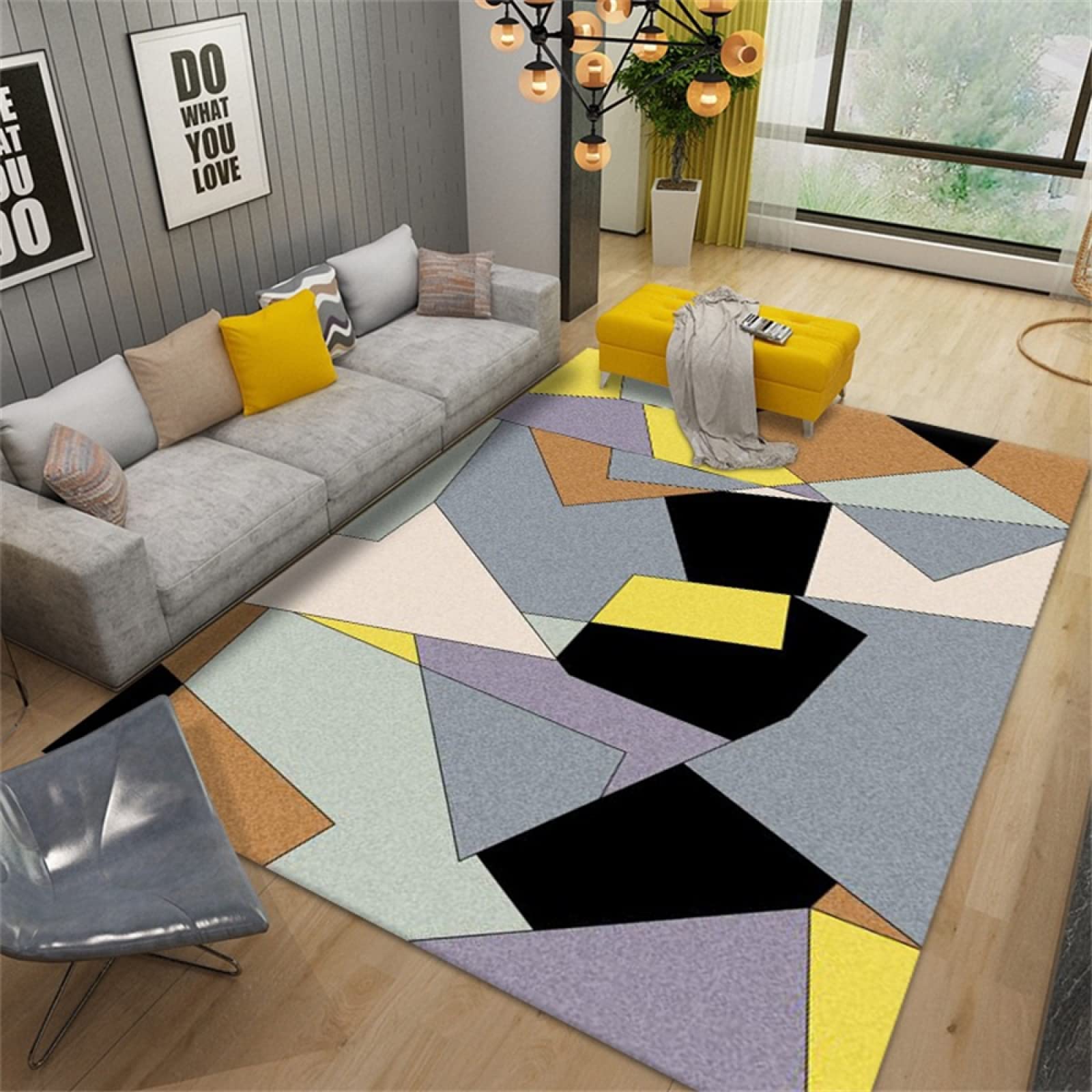 Tapis géométrique simple et moderne multicolore grand format 170x240cm