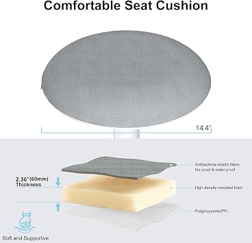 Active Wobble Stool Balance Stool with Thick Seat Pad & Non-Slip Silicone Base for Standing Desk - Height-Adjustable Ergonomic Office Stool (48-68 cm) for Office & Home