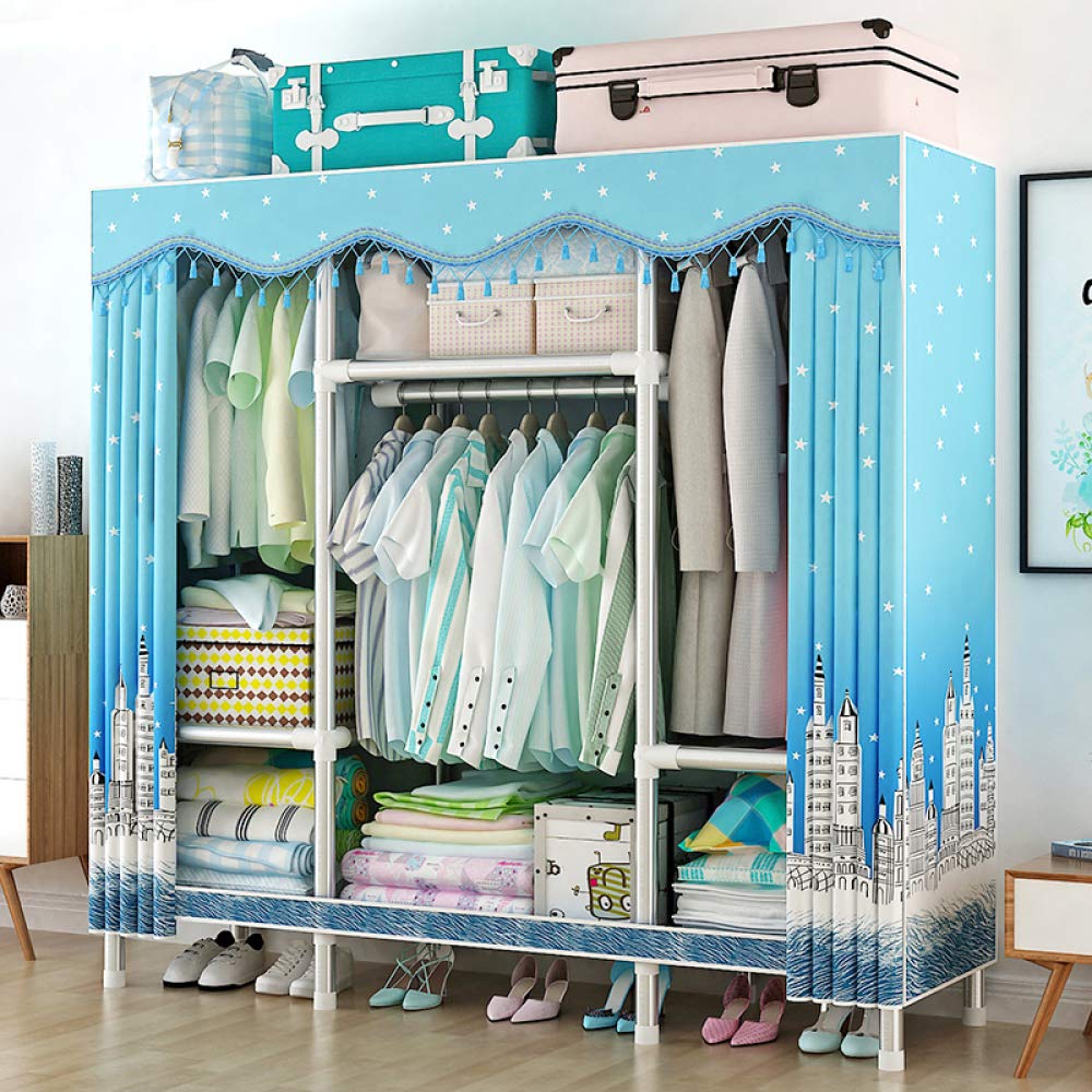 Garde-Robe Portable Vêtements Organisateur avec Penderie Double