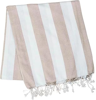 Großes Strandtuch, XXL-Strandtuch, Pareos, groß, sandfrei, 210 x 240 cm, Pooltuch, Fouta XXL mit Fransen, Stranddecke (Beige)