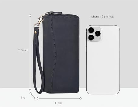 Black Leather Wallet for Women - RFID Womens Wallet Clutch with 8 Credit Card Holder, Coin Pocket, Gift for Womens