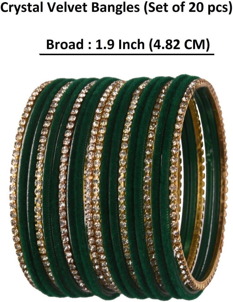 Efulgenz Indian Bangles for Women Indian Bangle Set Rhinestone CZ Crystal Velvet Bracelet Bangle Jewelry for Women (20 Pcs) - Image 5