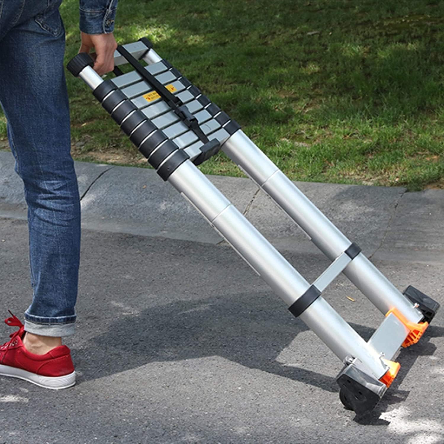 Telescoping Ladder,Telescoping Telescopic Extension Portable - Collap Extension Ladder Thicken Aluminium AlloyTelescopic Ladder with Hook Portable Folding 9 Steps Retractable Telescoping Lad