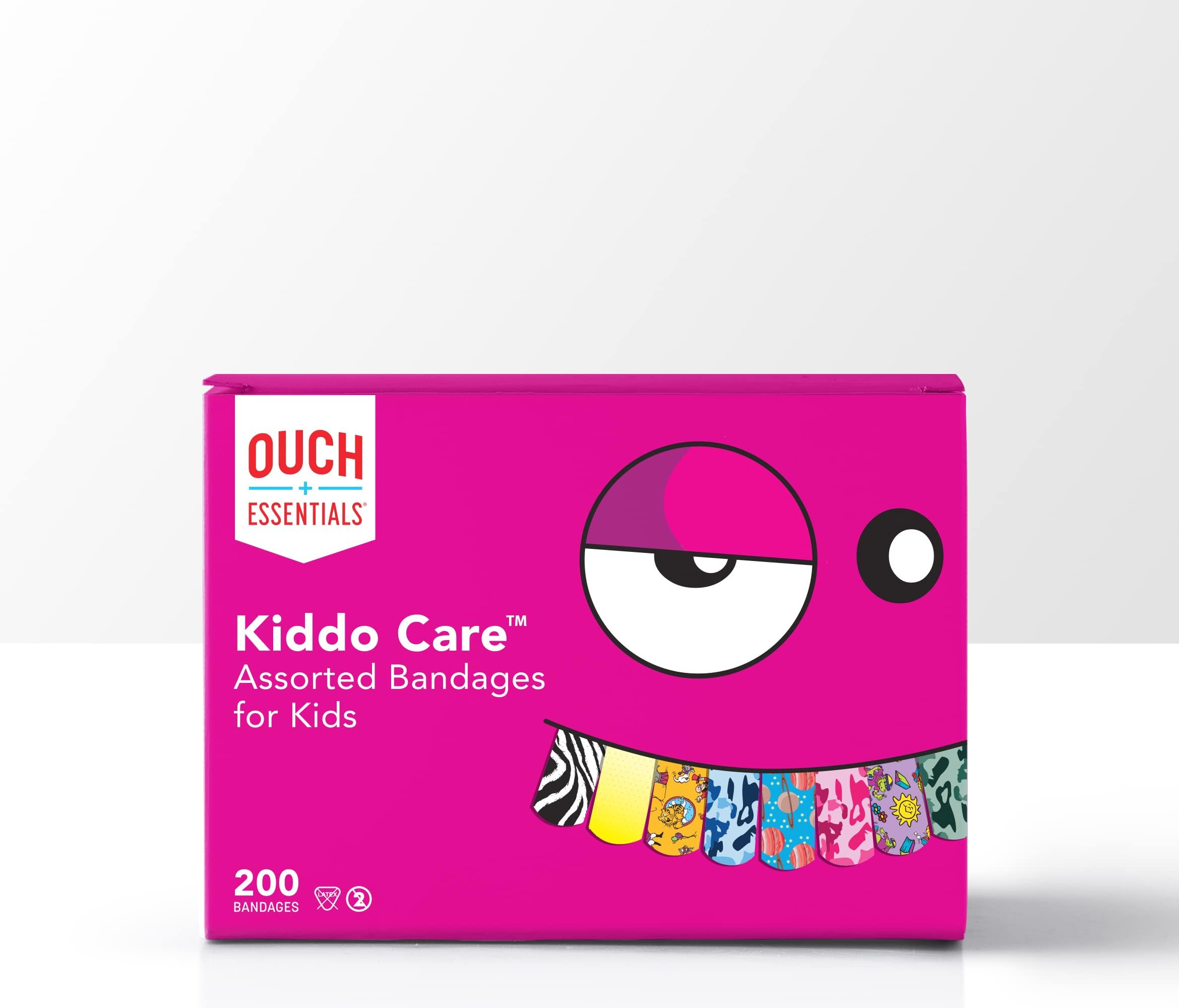 Ouch Essentials Kiddo Care - Kids Adhesive Bandages, Assorted Styles, 200 Count