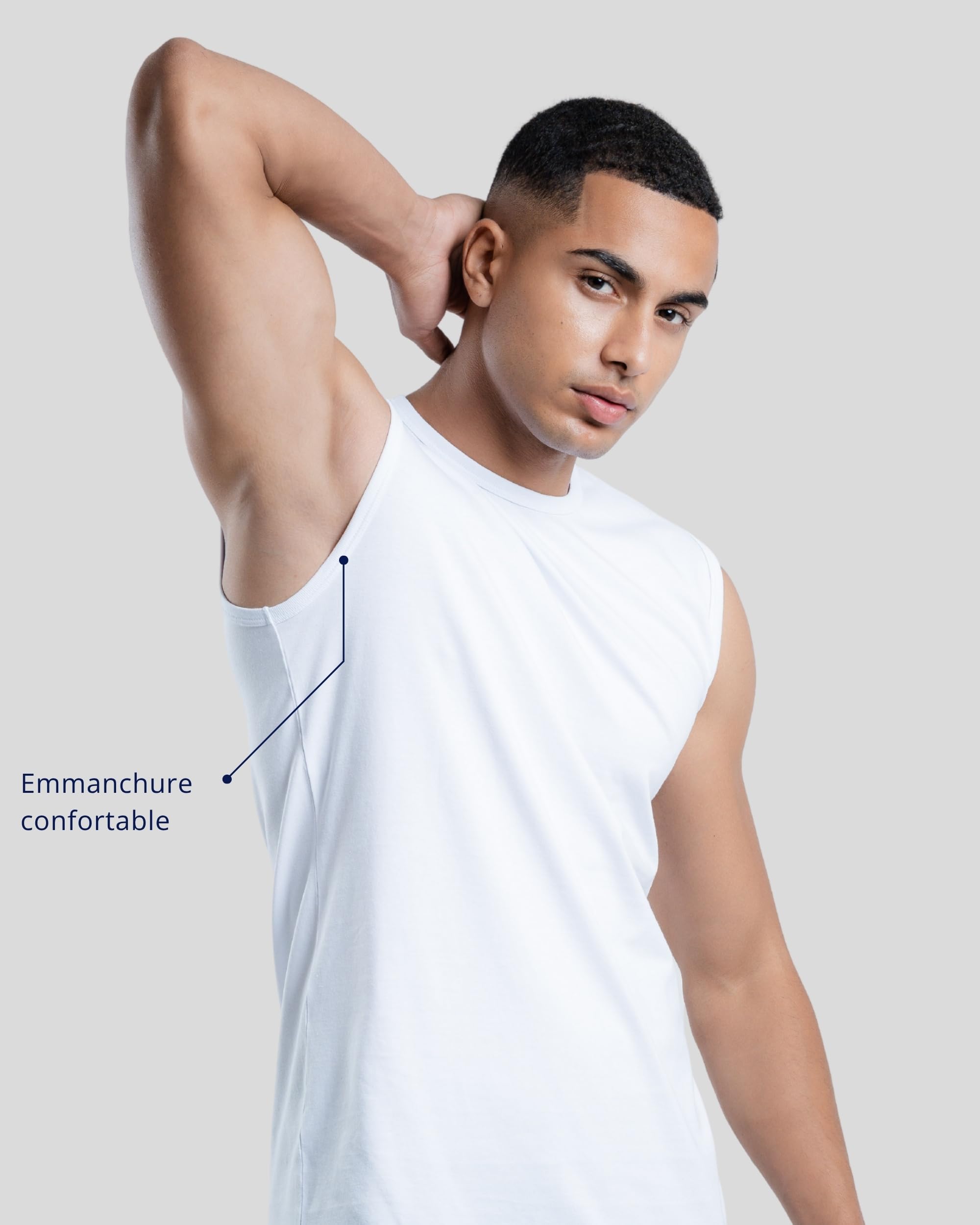 SKIPPER Lot de 3 débardeurs sans manches pour homme, en coton stretch, respirants et indéformables, coupe ajustée, taille S à 3XL