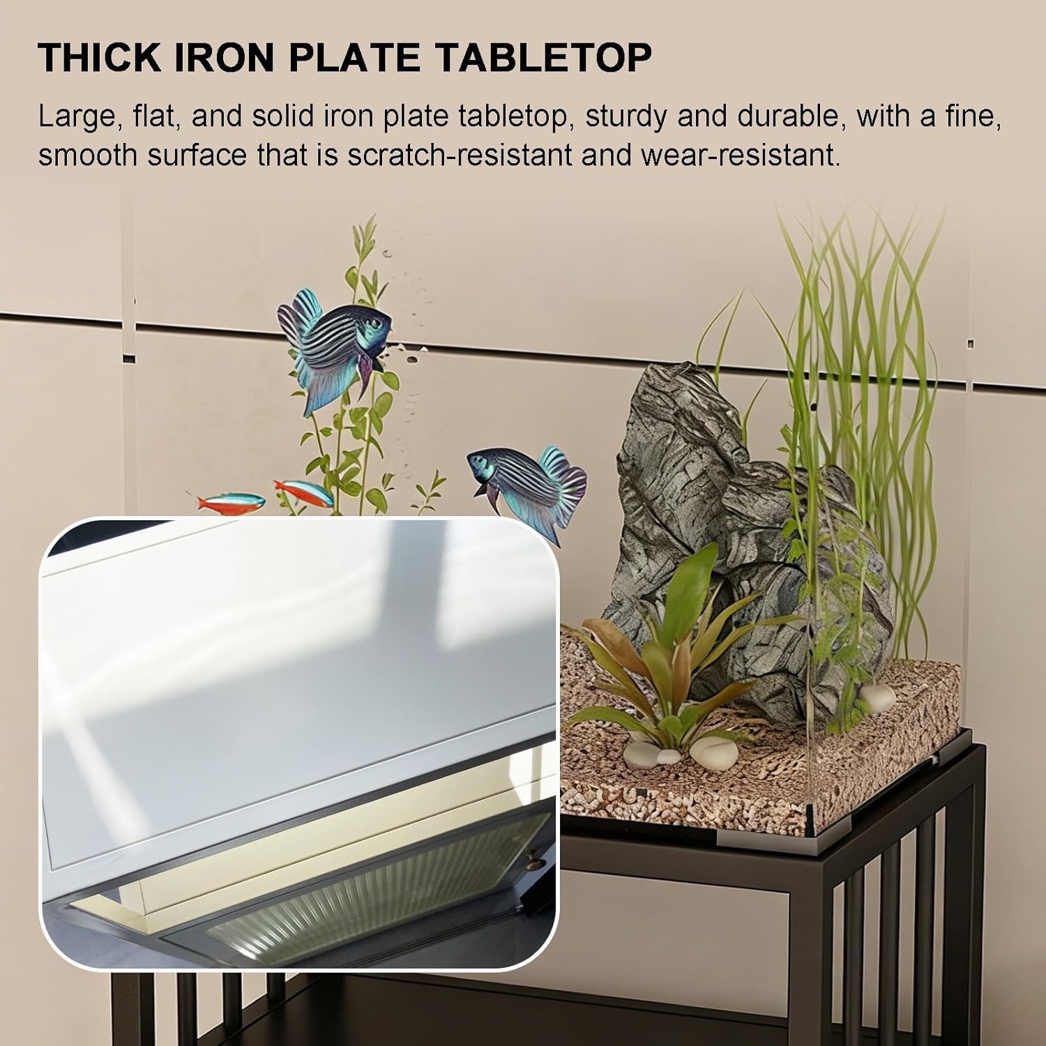 Fish Tank Stand, Terrarium Table, Thick Iron Top Breeder Tank Cabinet, Aquarium Stand with Adjustable Feet, Reptile Tank Stands(White,45*25*70cm)