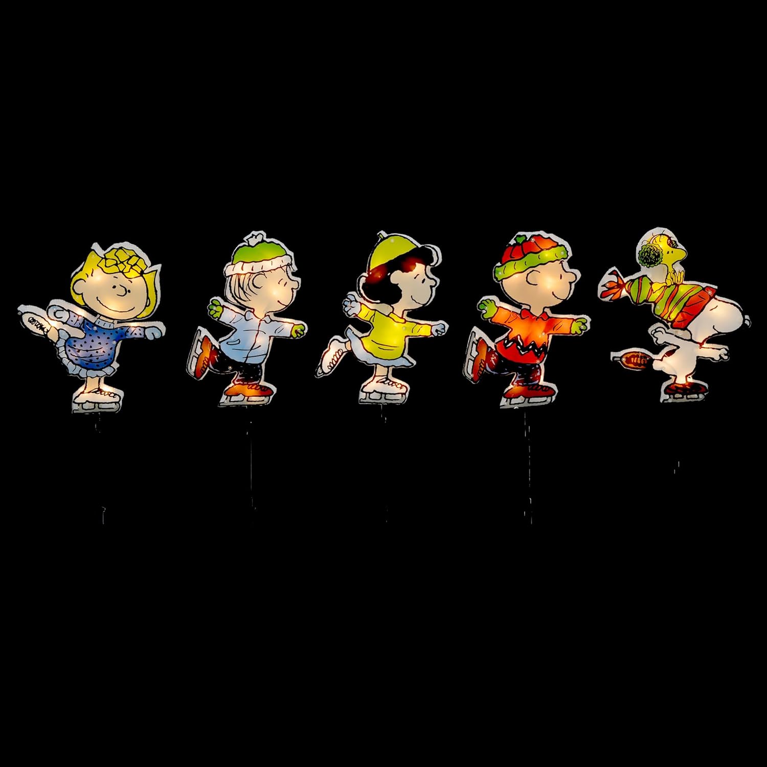 Peanuts Lighted Pathway Markers Holiday Outdoor Yard Decor (Ice Skating)