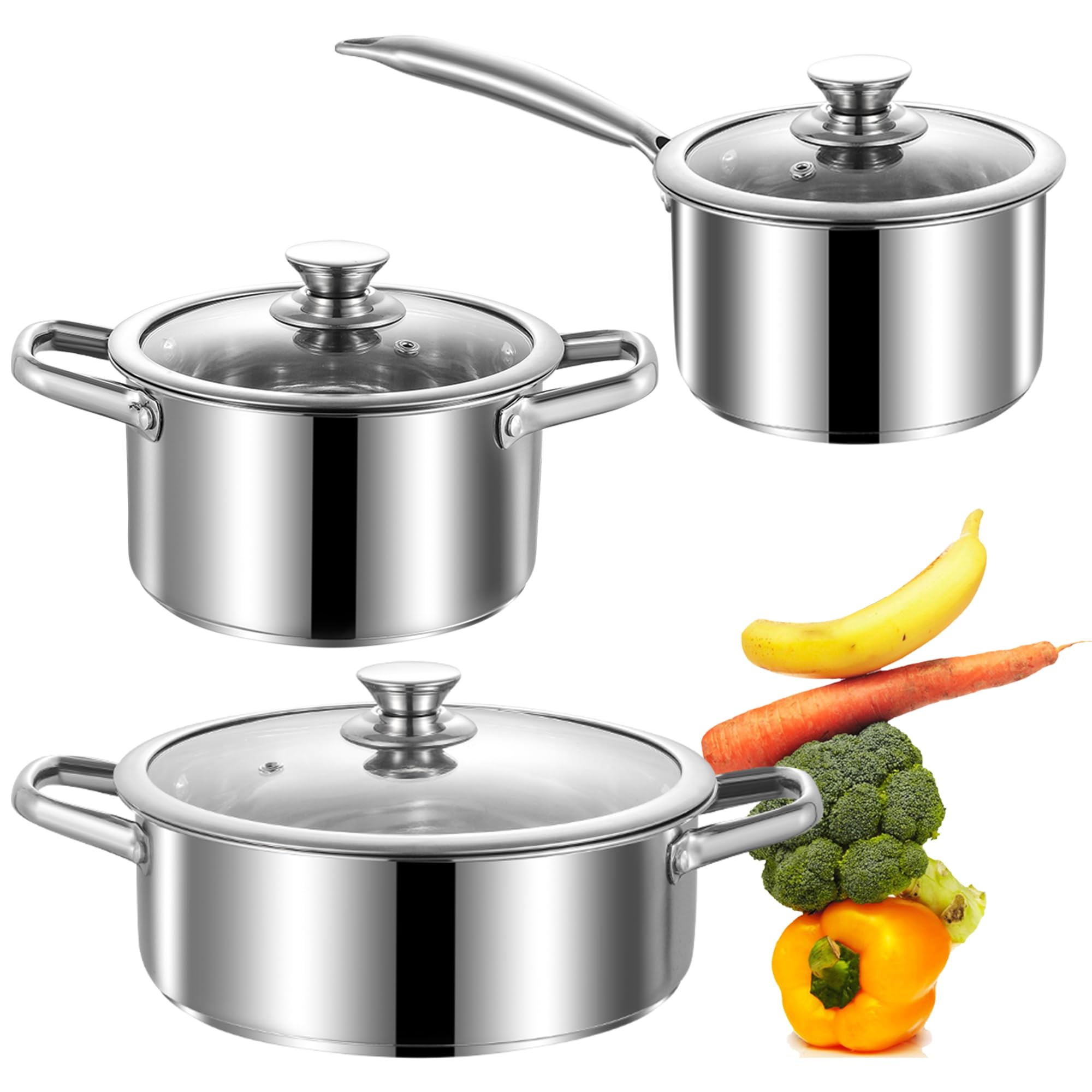 SHEUMNT 6 Piece Stainless Steel Cookware Set