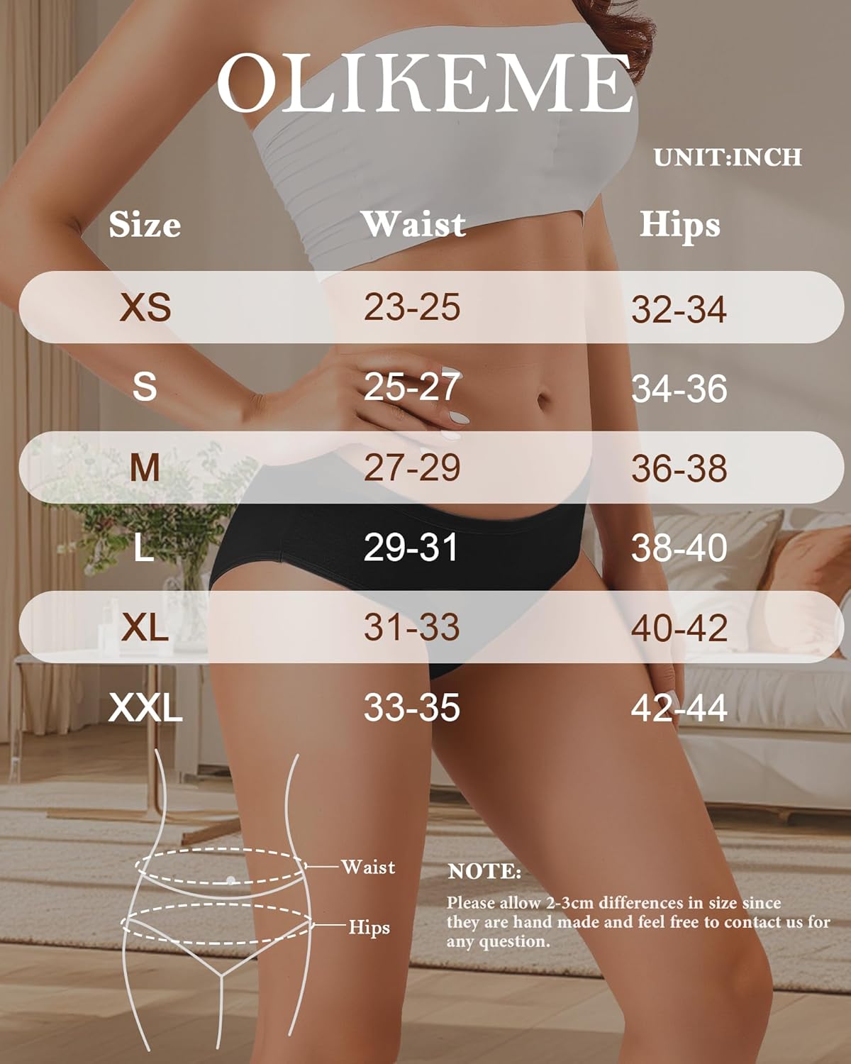 OLIKEME Womens Underwear Cotton Hipster Panties Low Rise No Show Briefs Soft Stretch Breathable Ladies Panties 6 Pack - Image 7