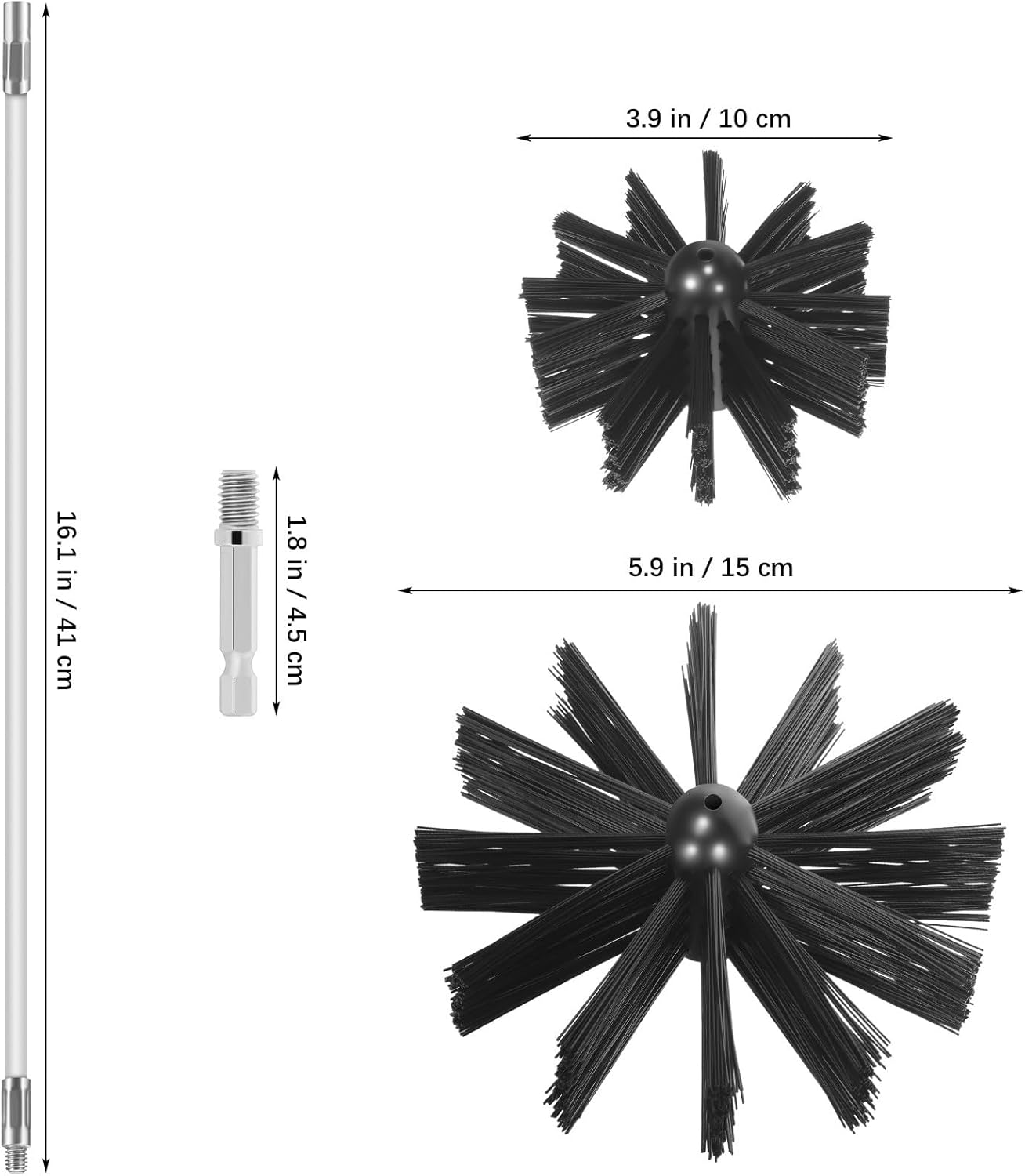 1 Set Fireplace Chimney Brushes Kit: Chimney Cleaning Brush and 23 Rods 4” & 6” Head - Dryer Vent Cleaner Duct Washing Tools for Fireplace Sweep and Maintenance