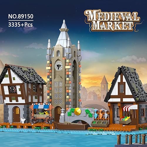 Miniatura 2 de MISINI 89150 - Juego de bloques de construcción de casa de mercado medieval, 3335 Teile Modular Design Medieval Castle Series, MOC Street View Kit