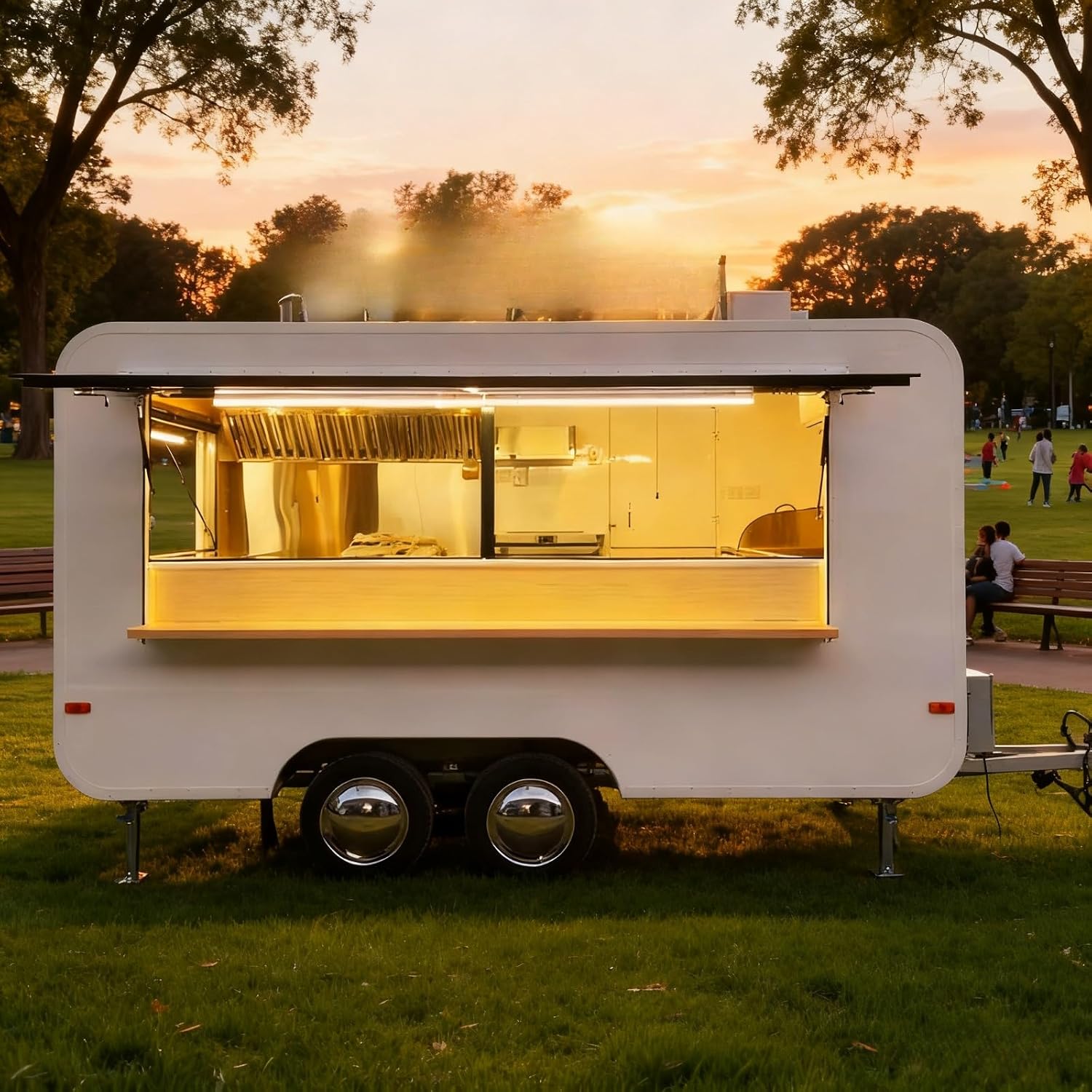 Mobile Food Truck for Sale Fully Equipped Food Trailer Customized Concession Food Trailers Hotdog Cart Ice Cream Vendor Cart with Stainless Steel Bodies for Catering Street Vendors Commercial Use