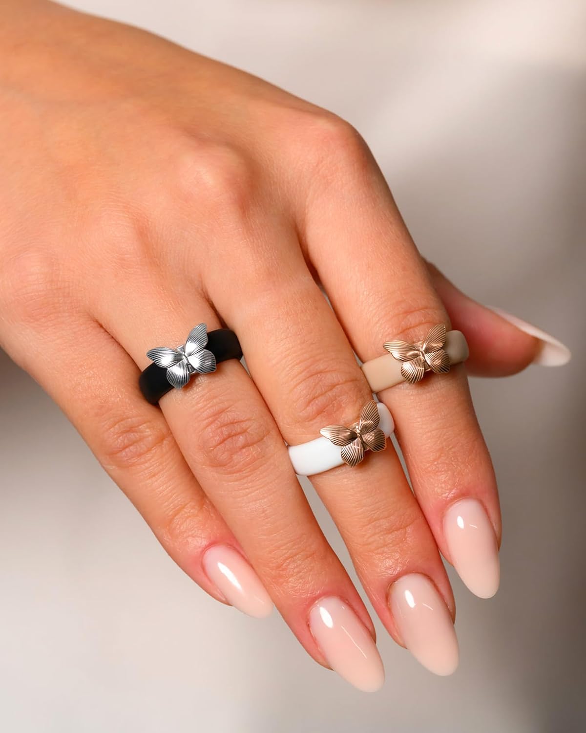 Rinfit Womens Silicone Ring with Stainless Steel Butterfly - Rubber Wedding Bands - Patent Pending - Image 9