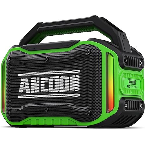 Speakers Bluetooth Wireless: 80W(Peak) Loud Speaker with Bass, 20H Playtime, IPX6 Waterproof, Large Jobsite Speakers for Work, Outdoor, Workshop, Garage, Portable Speaker with TWS (Green)