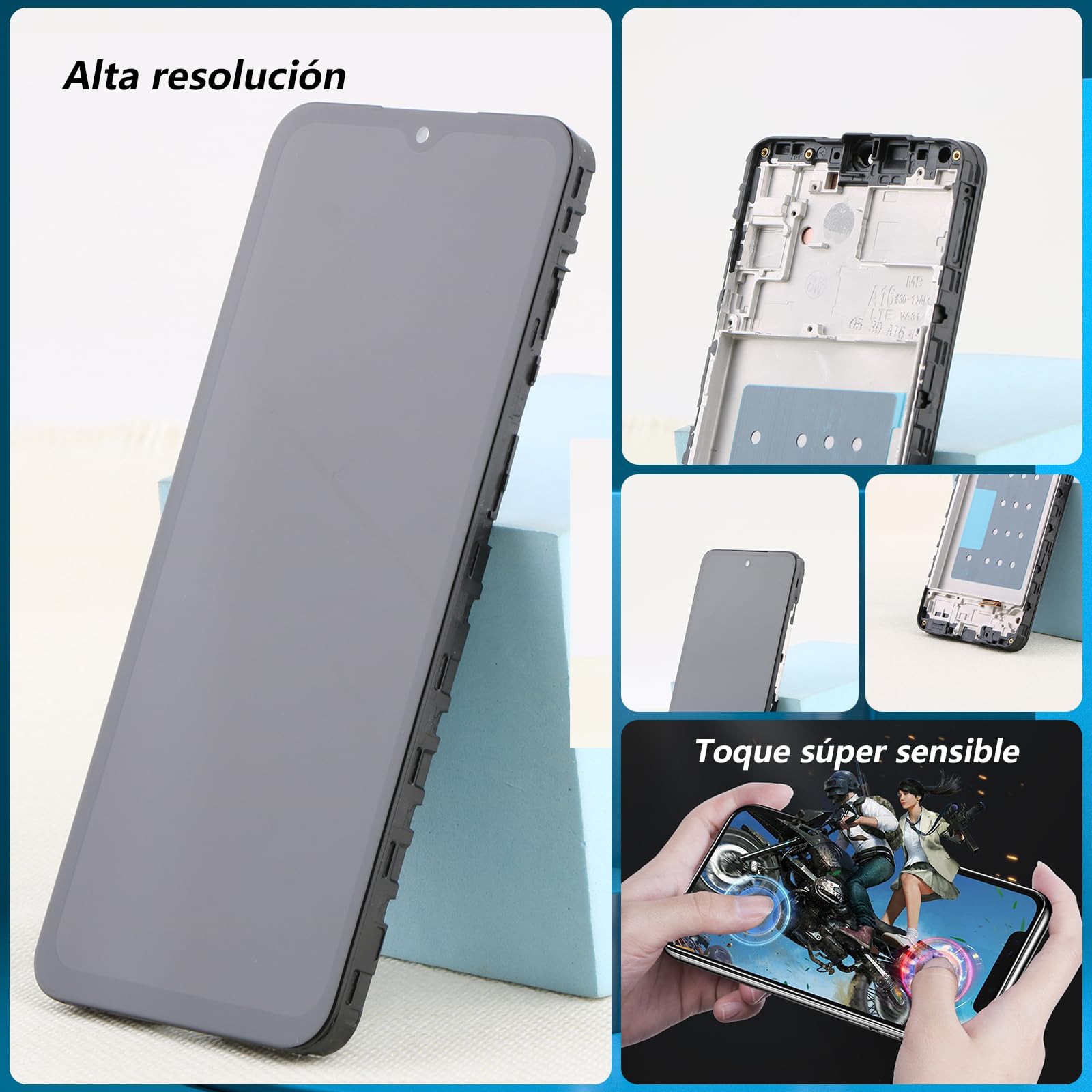 RongZy Pantalla para Samsung Galaxy A16 4G A165F/A165M Pantalla Táctil LCD Kit de Pantalla de Repuesto Ensamblaje Digitalizador de Reemplazo con Herramientas