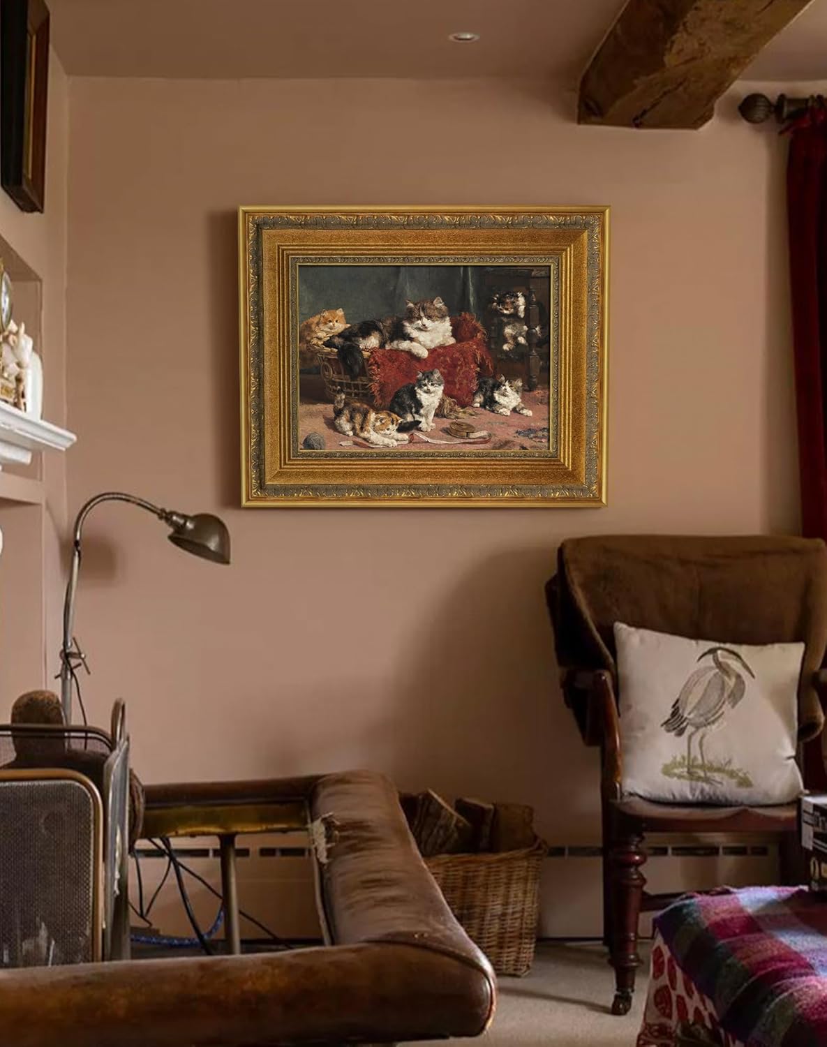 Vintage Plein Air Frame for 24x30 Handmade Paintings, 3.6" Wide DIY Wood Embossed Art Frame for Horizontal Vertical Display, No Glass Cover & Back, Living Room Bedroom Entryway Decor (Gold)