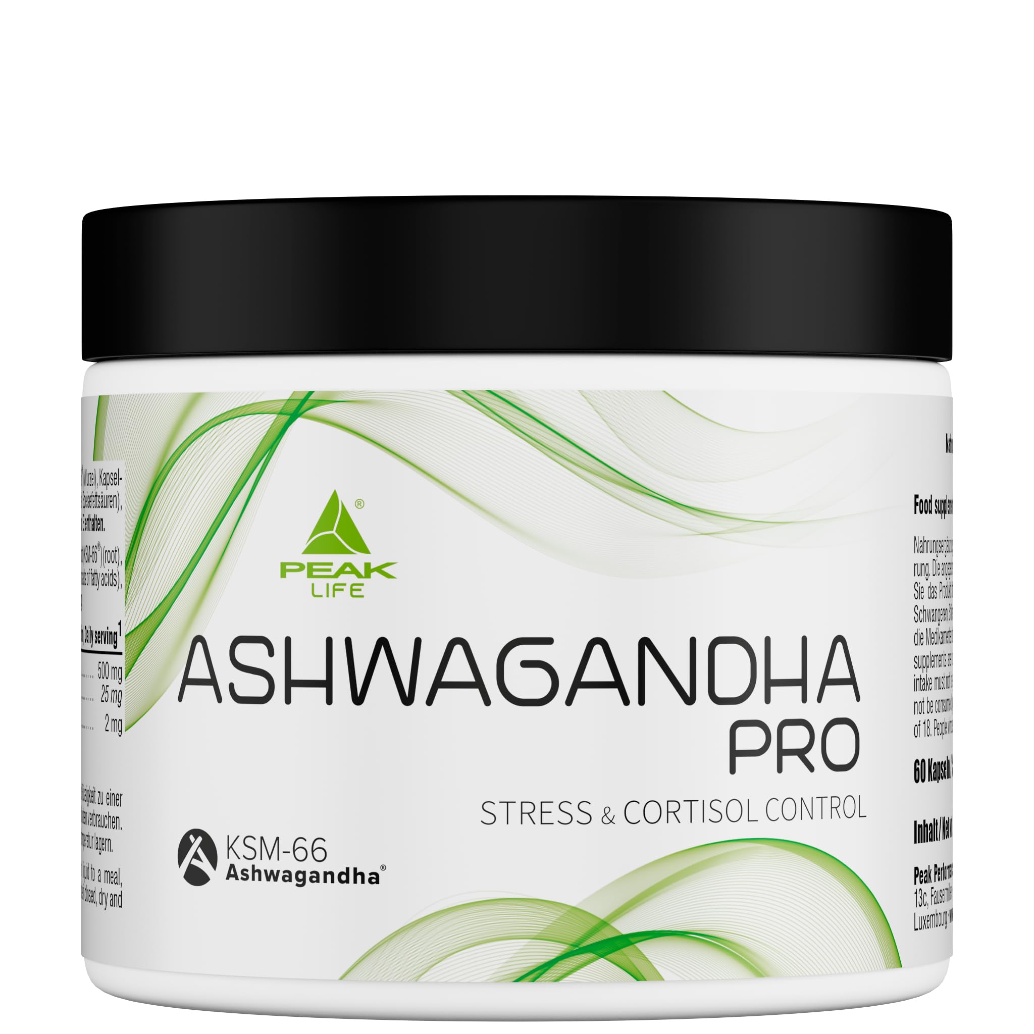 PEAK Ashwagandha Pro – 60 Kapseln, 500 mg pro Portion (KSM-66)