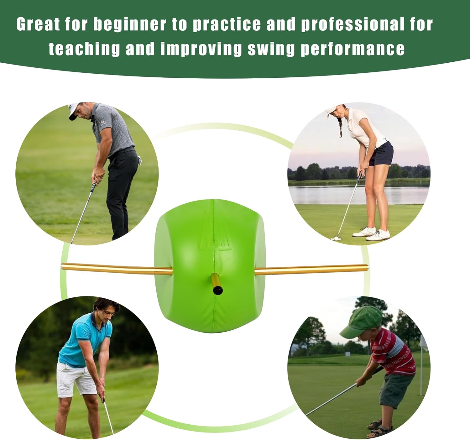 The The Connector Golf Training Aid - Golf Swing Trainer for Posture Correction Practice, Simple and Effective Tool, Suitable for Golfers at All Levels, Green