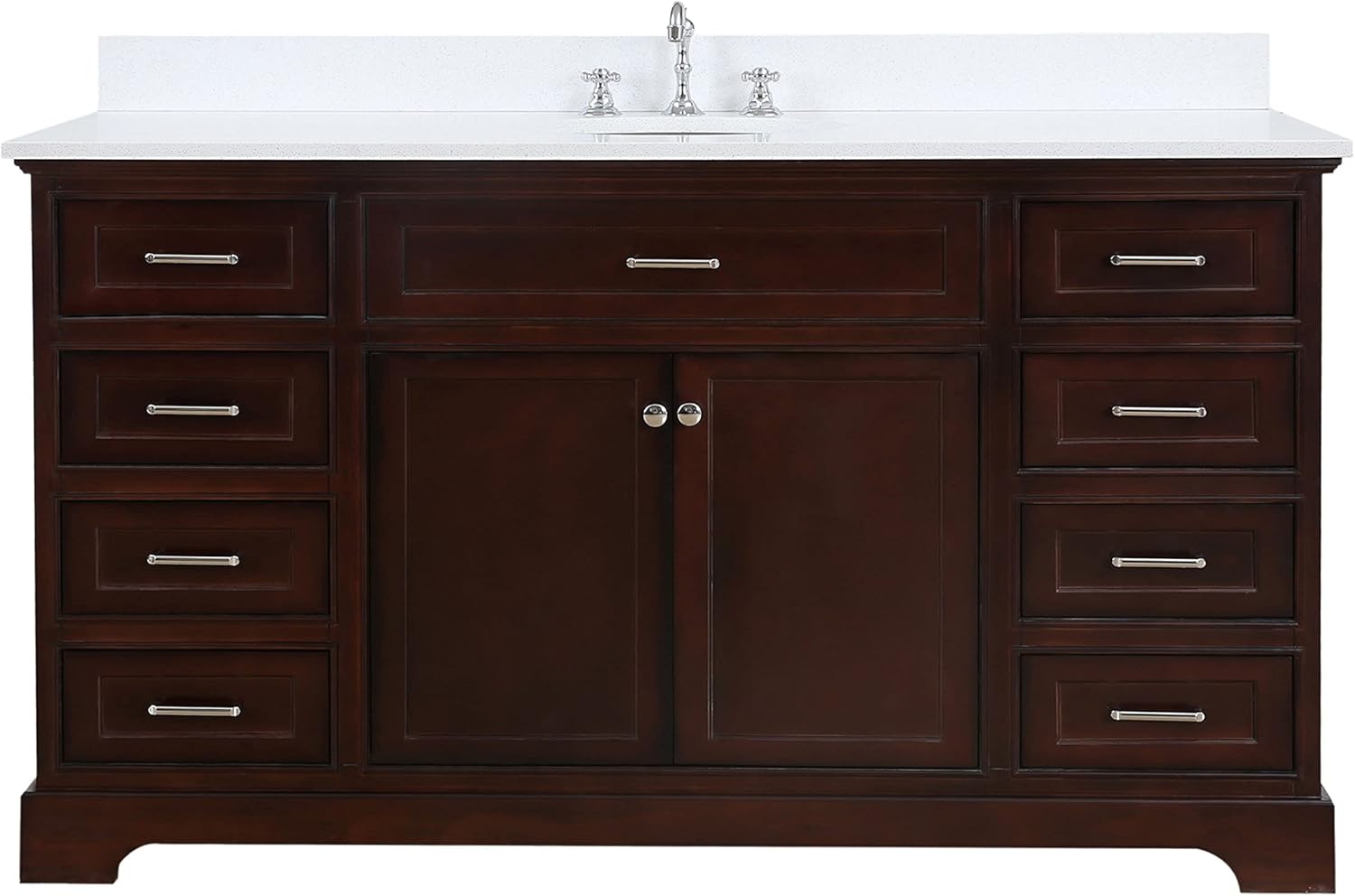 Kitchen Bath Collection Aria 60-inch Single Bathroom Vanity (Quartz/Chocolate): Includes Chocolate Cabinet with Stunning Quartz Countertop and White Ceramic Sink