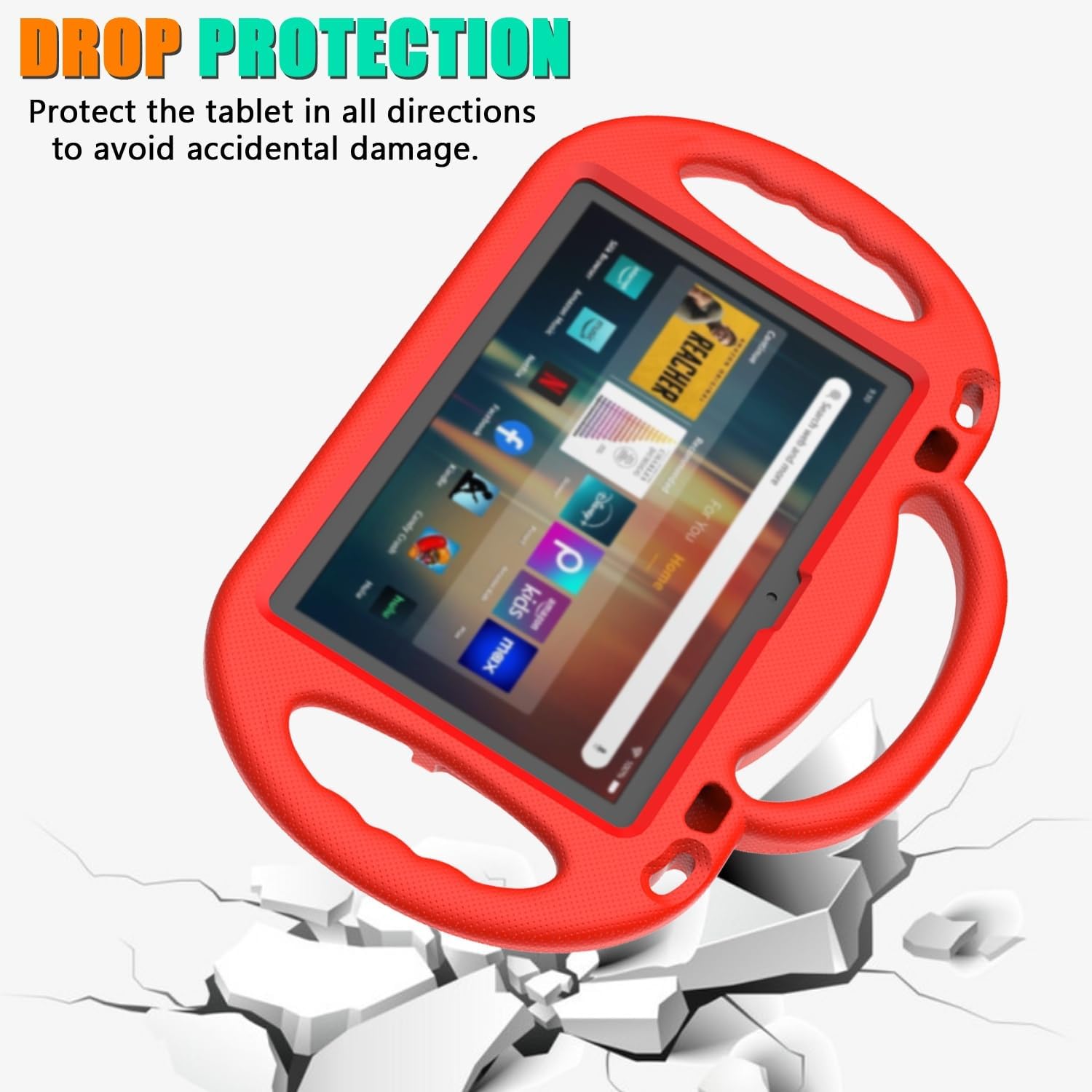Sanyetral Kids Tablet Case with Shoulder Strap, Handle and Stand -Red image 2