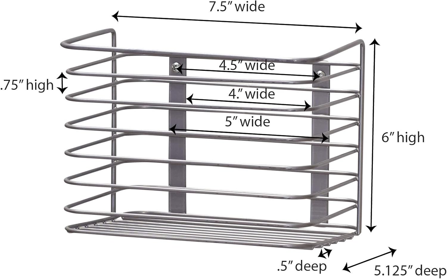 Household Essentials Door Mount Cabinet Organizer, Steel Wire Basket, Attractive Nickel Powder Coating, Great for Saving Space, Mounts to Solid Surface with Hardware Included - Image 2
