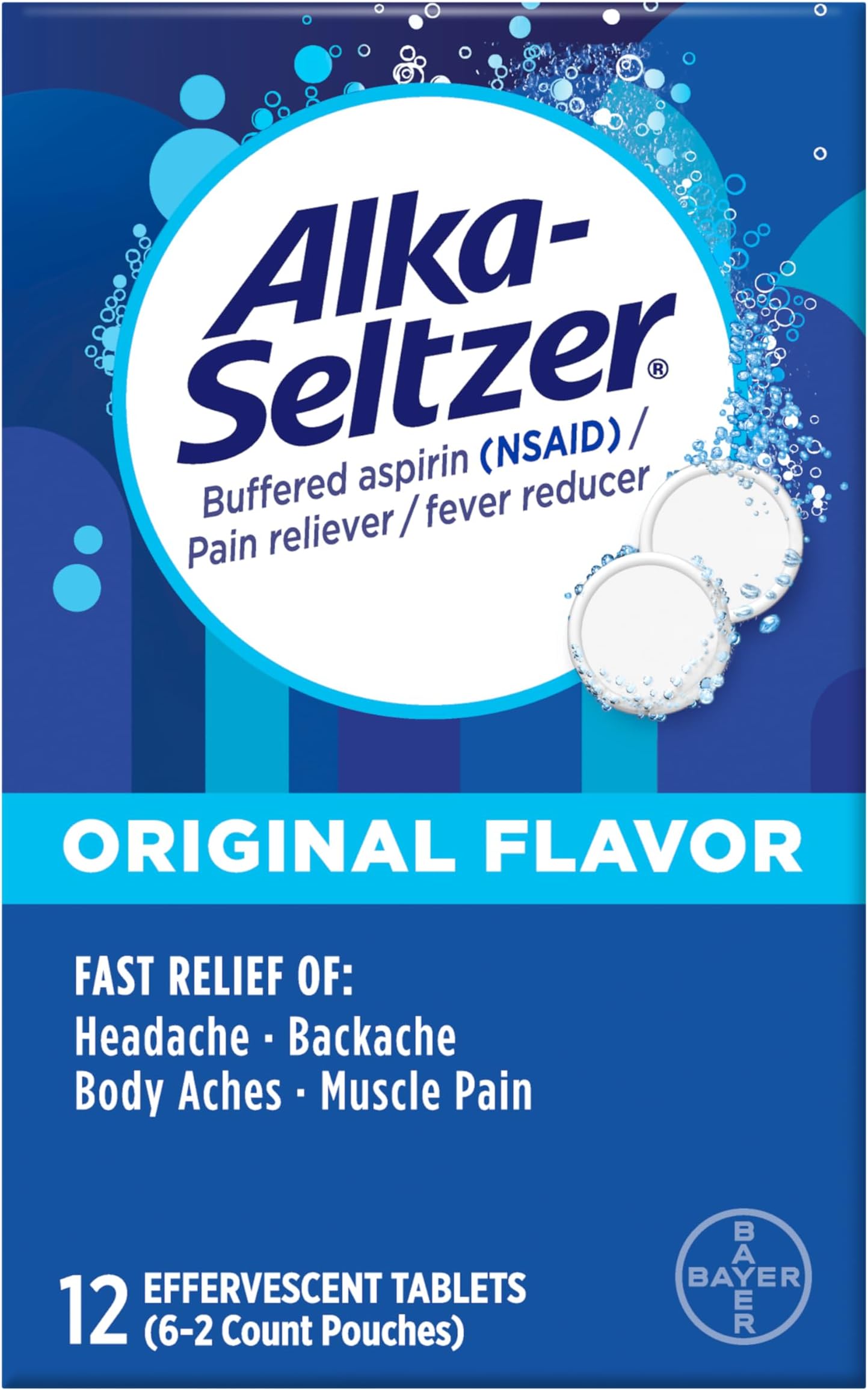 Alka-Seltzer Original Effervescent Tablets with Aspirin, 12 Count