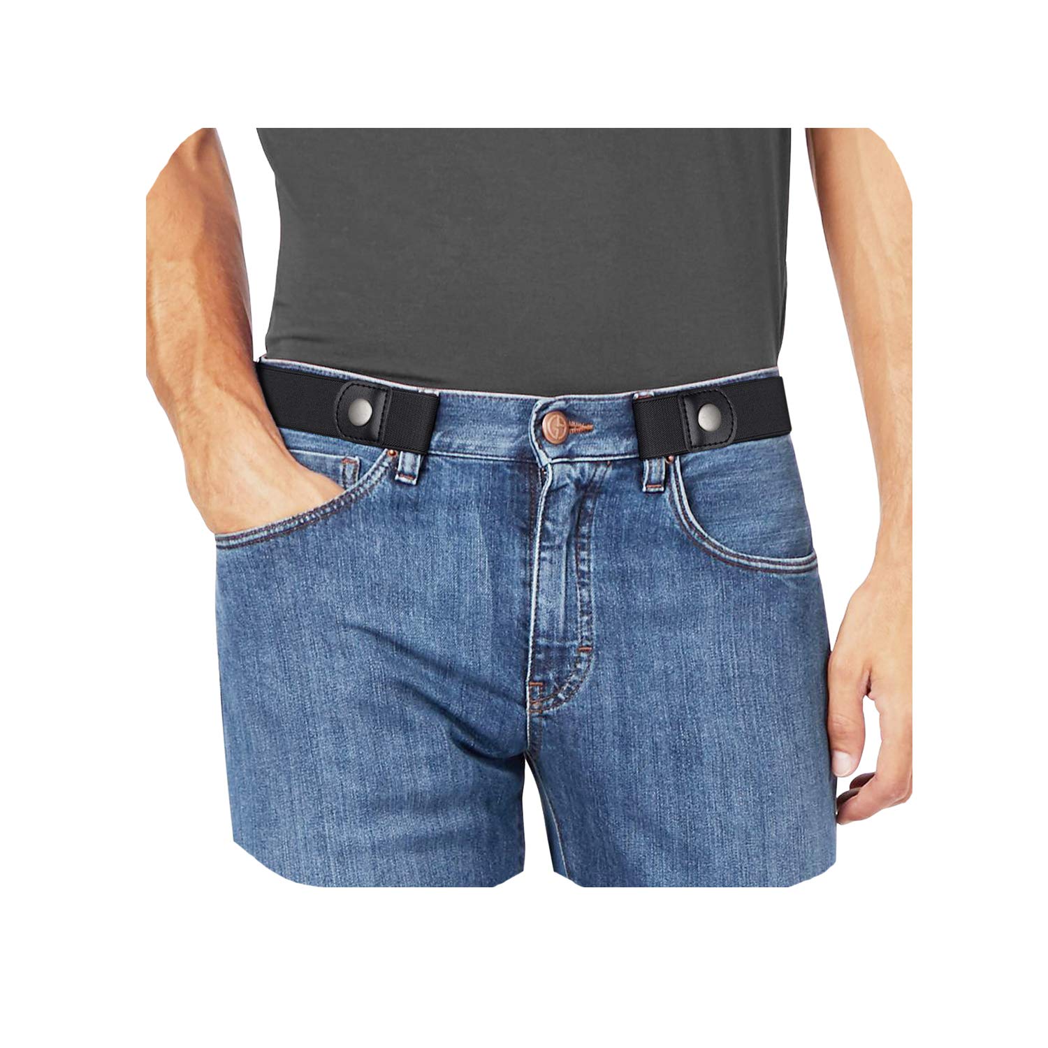 WHIPPY No Buckle Stretch No Show Belt for Men 1.38 inches Wide, Buckless Invisible Elastic Belt for Jeans Pants