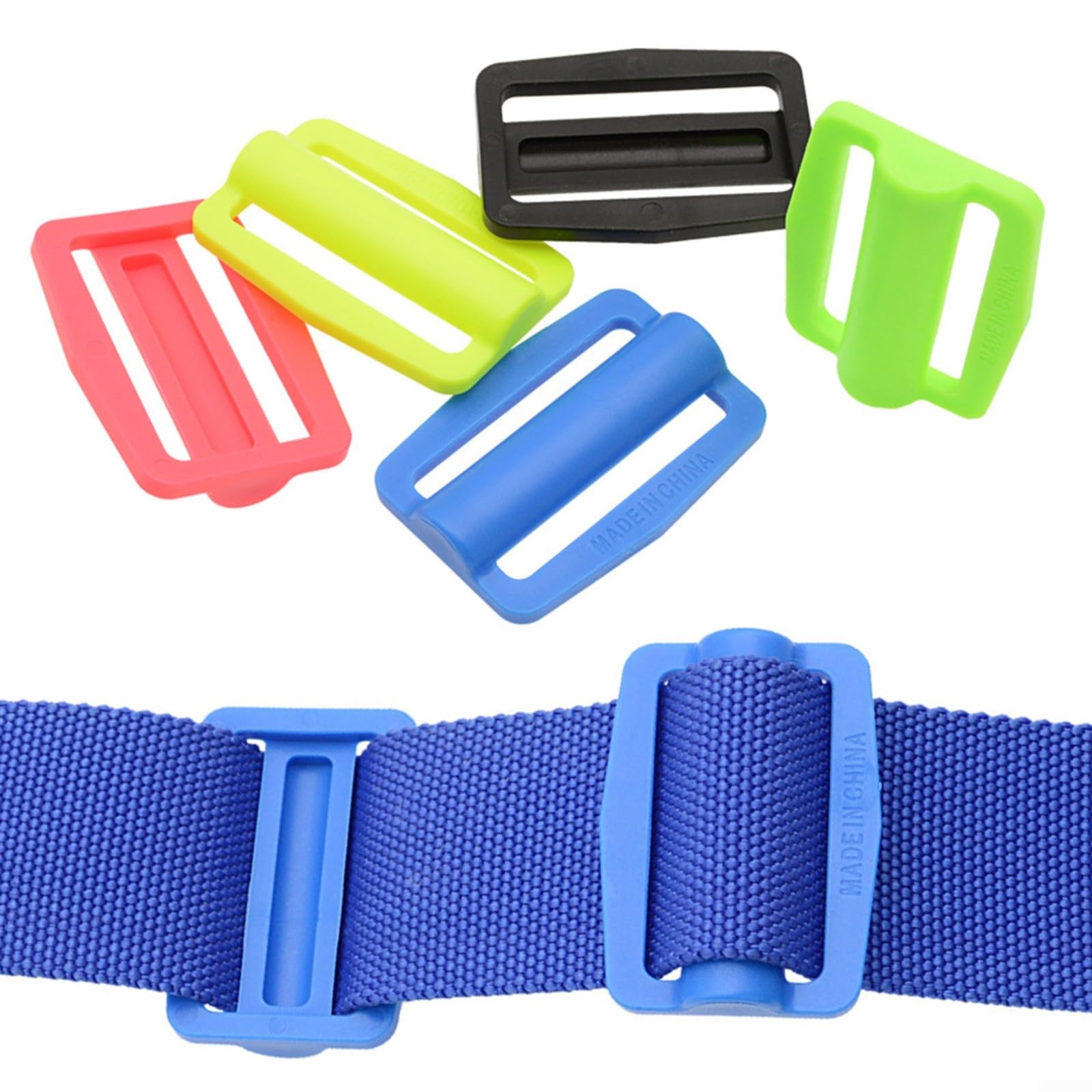 Confezione da 2 fibbie per cinghie per immersioni subacquee, 52 mm, fibbia in plastica a regolazione rapida per backfly (blu)