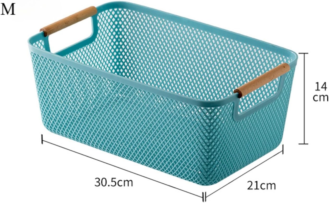 Sefoemut（5個）収納バスケットはバスルームで使用できますポータブル中空ホームフルーツバスケット木製ハンドル収納バスケット (