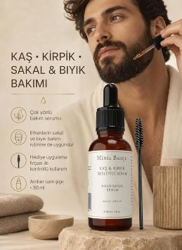 Kaş, Kirpik ve Sakal Bakım Serumu, 30ml ve fırça