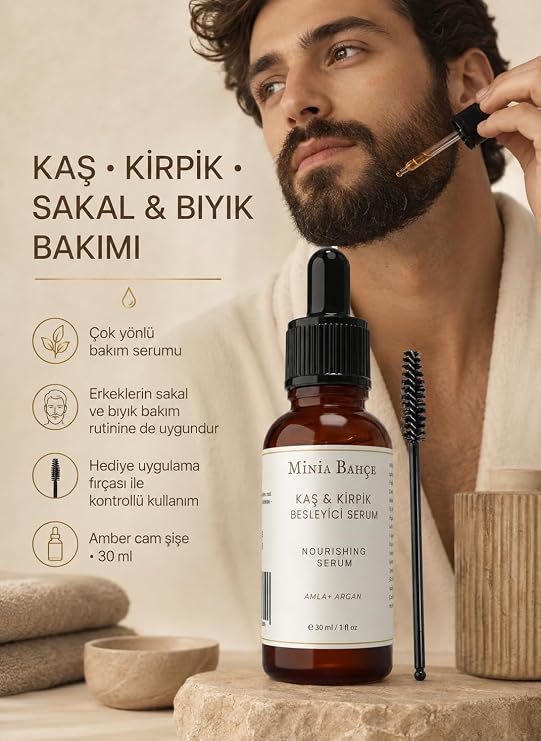 Kaş, Kirpik ve Sakal Bakım Serumu, 30ml ve fırça