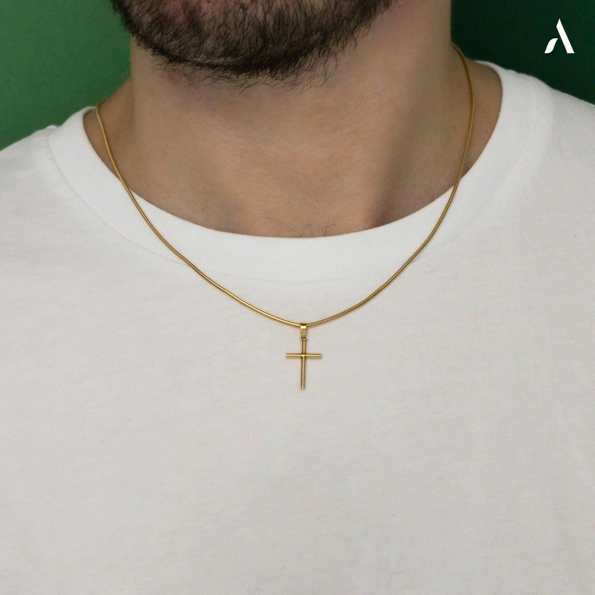 Amberta Allure Pendentif Croix Unisexe en Or Jaune 9 Carats