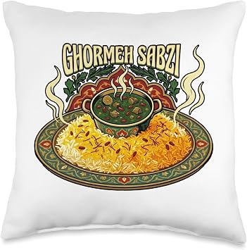 Ghormeh Sabzi Persian Food Art for Iranians and Persians Throw Pillow