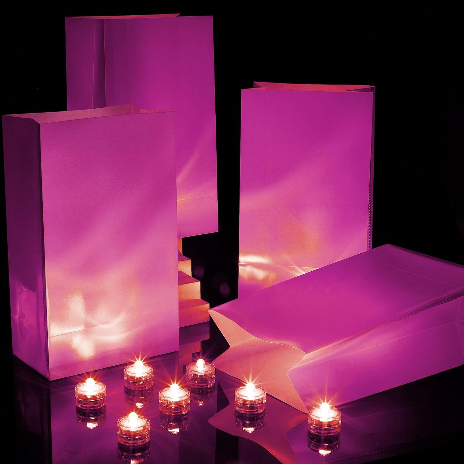 200 Pcs Plastic Luminaria Bags Set Include 100 Pcs