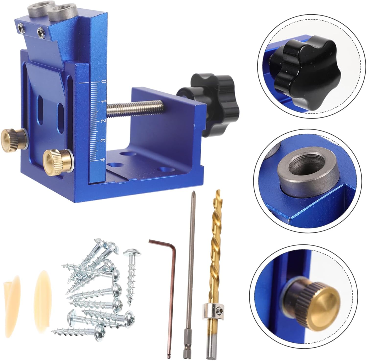 Angoily 1set Pocket Hole Locator Tool Woodworking for Precise Drilling Suitable for Wood Thickness for Beginners and Professionals