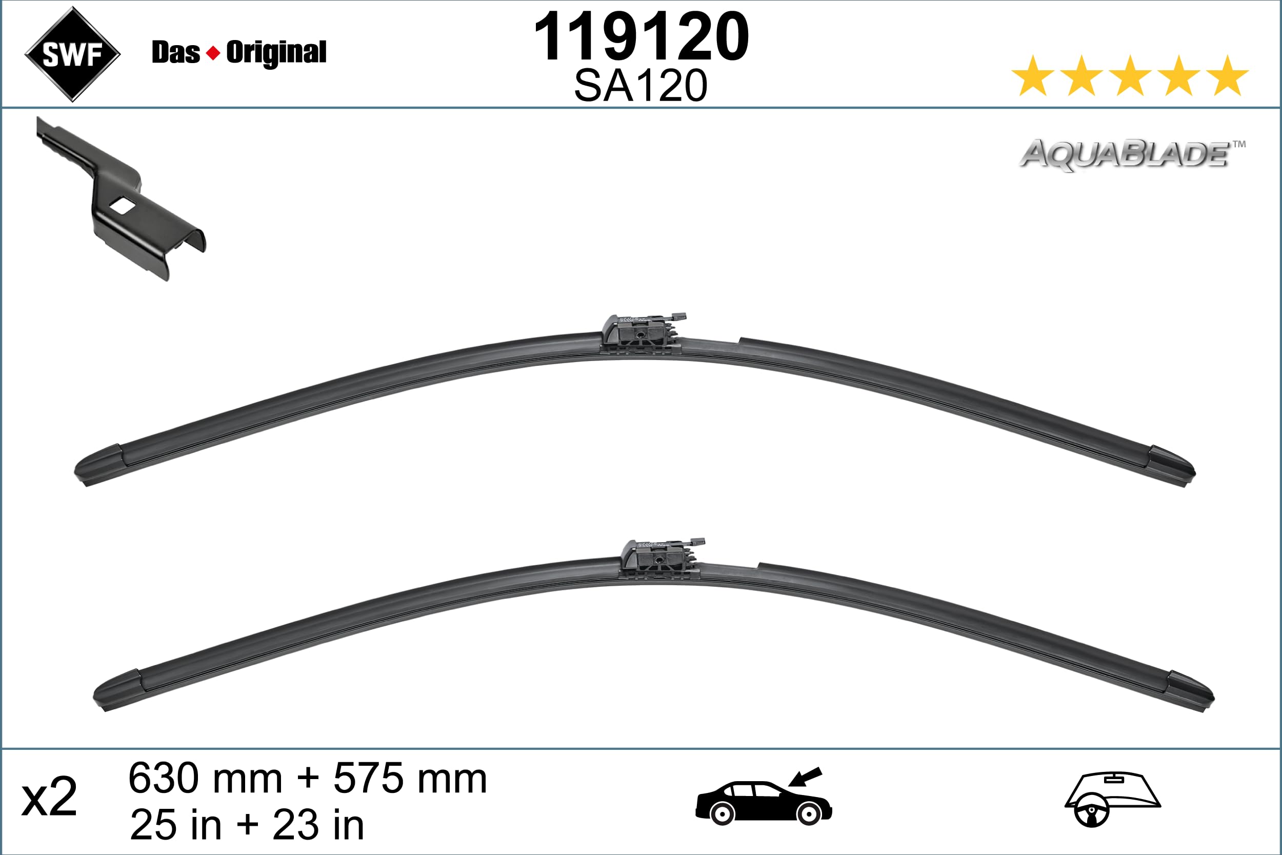 SWF Das Original 2x AquaBlade Wischerblätter SA120 - Vorne - 630mm / 575mm