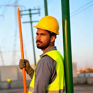 Electric Power Measuring Distance Measuring Stick, 6 8 10 12 15 18M Length Epoxy Resin Round Height Stick for Telecom Tower(800cm/26.2ft)