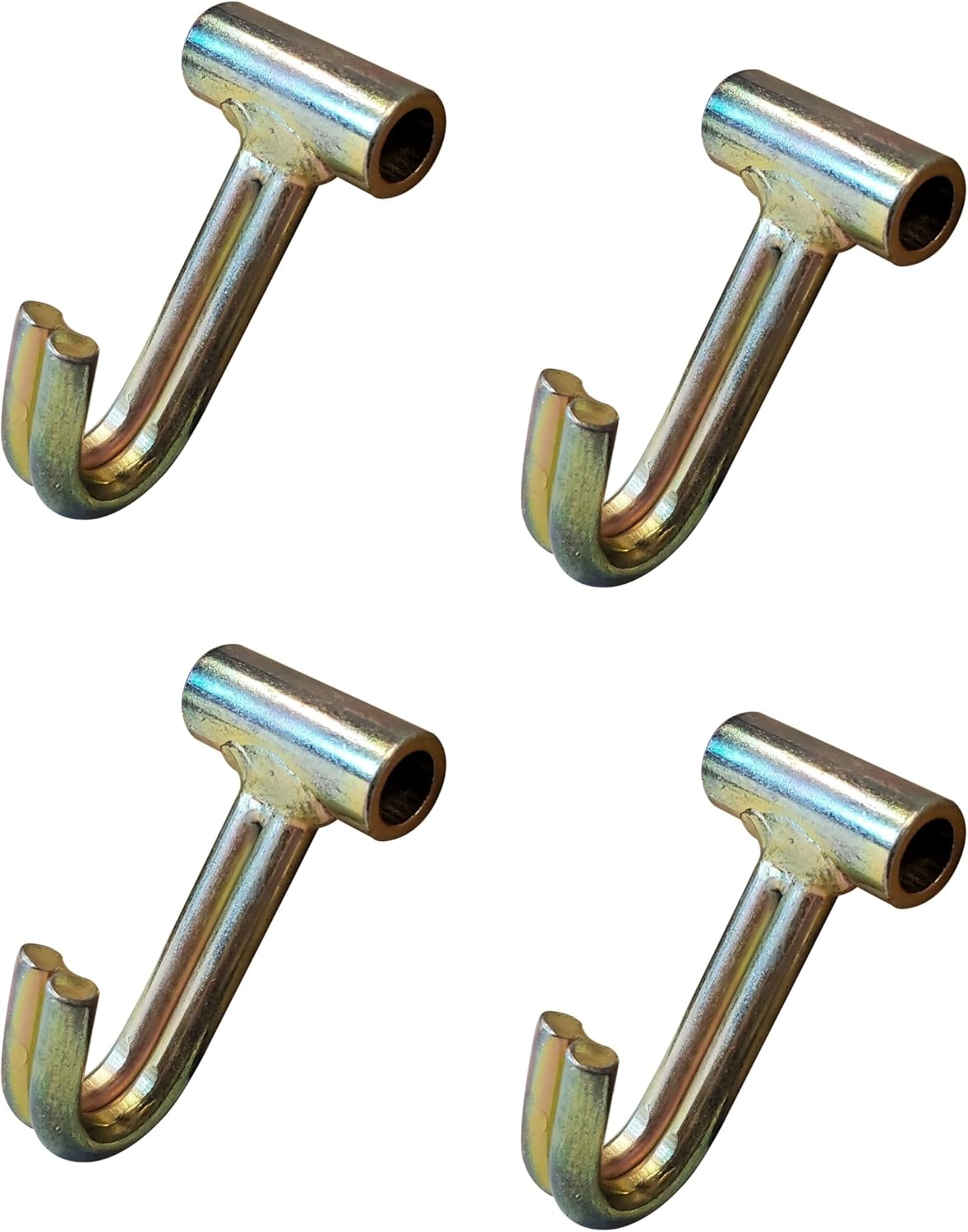 Mega Cargo Control Double Finger J Towing Hook Attachment for Ratchet Buckles, Secure Hooks in Tow Truck Trailer (4-Pack)
