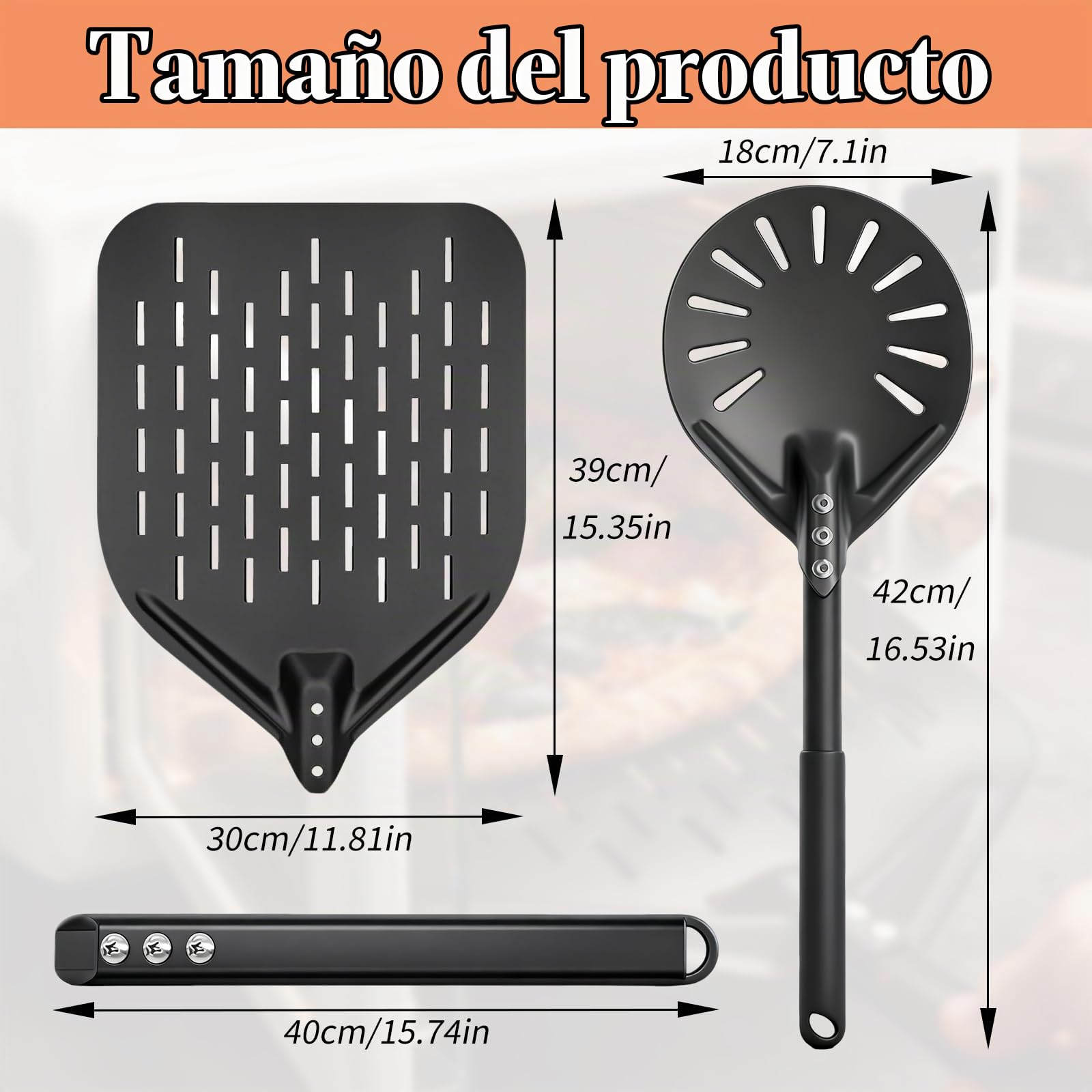 Juego de 2 Palas para Pizza Perforadas de Aluminio