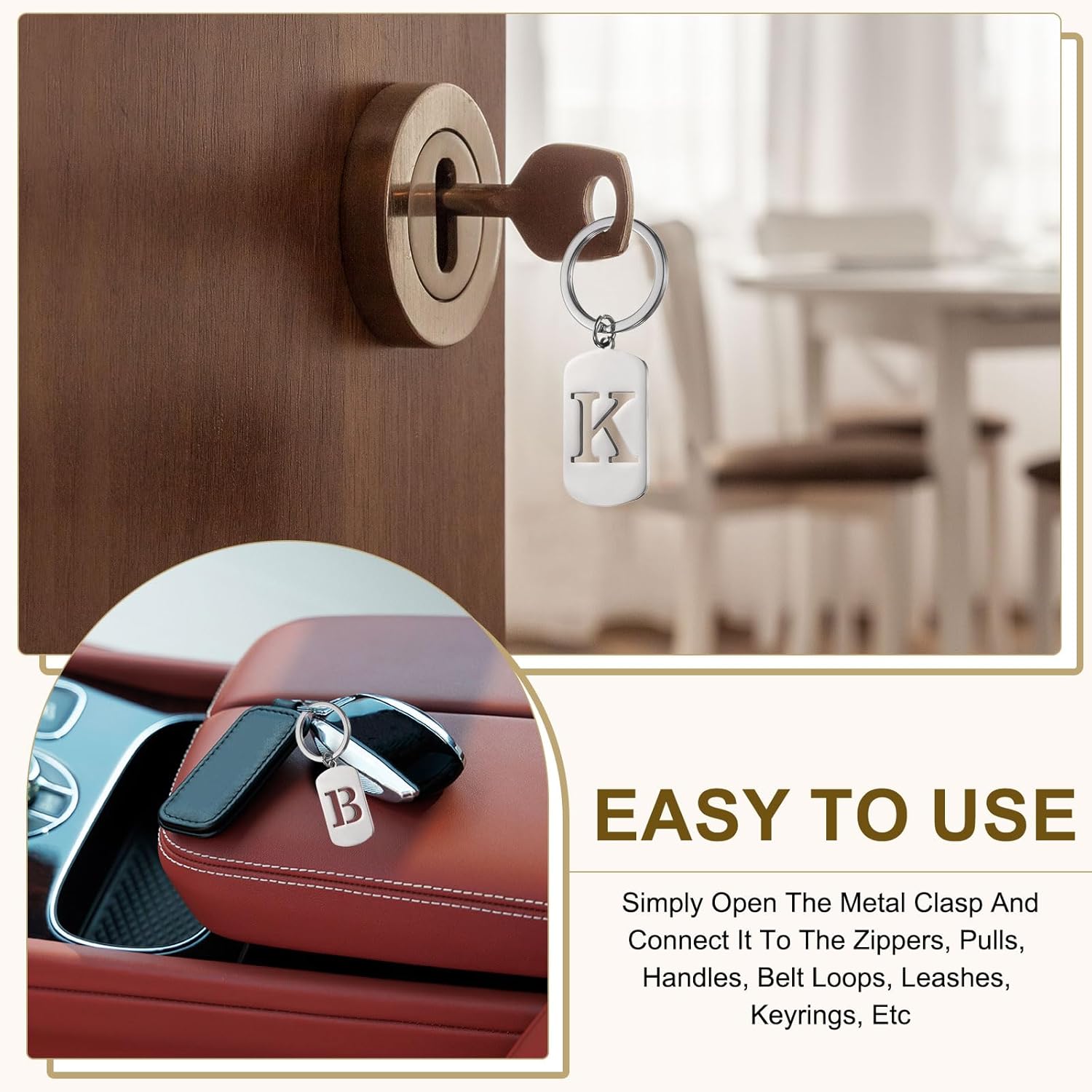 PATIKIL Initial Letter Key Chain, A-Z KeyChain Pendant Key Ring - Image 5