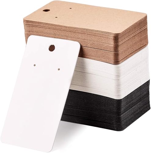 Coopay 150 Pieces Earring Display Card Earring Card Holder Blank Kraft Paper Tags for DIY Ear Studs and Earrings Jewelry Making Display & Packaging Supplies in Black, Brown and White, 3.5 x 2 Inches